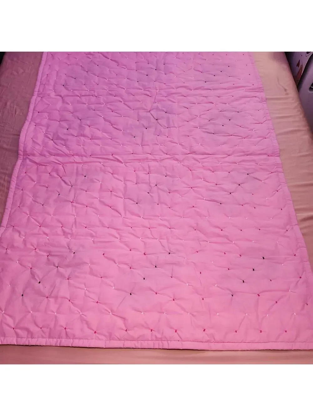 NEW Handmade Pink & Black Floral Quilt 43 x 58 Inch